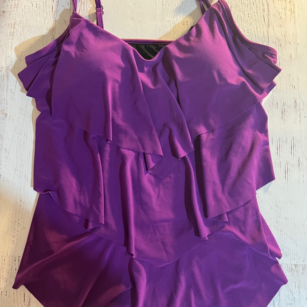 Women’s Magic Suit  Vibrant Purple Ruffled Tankini Top, NWT size 14